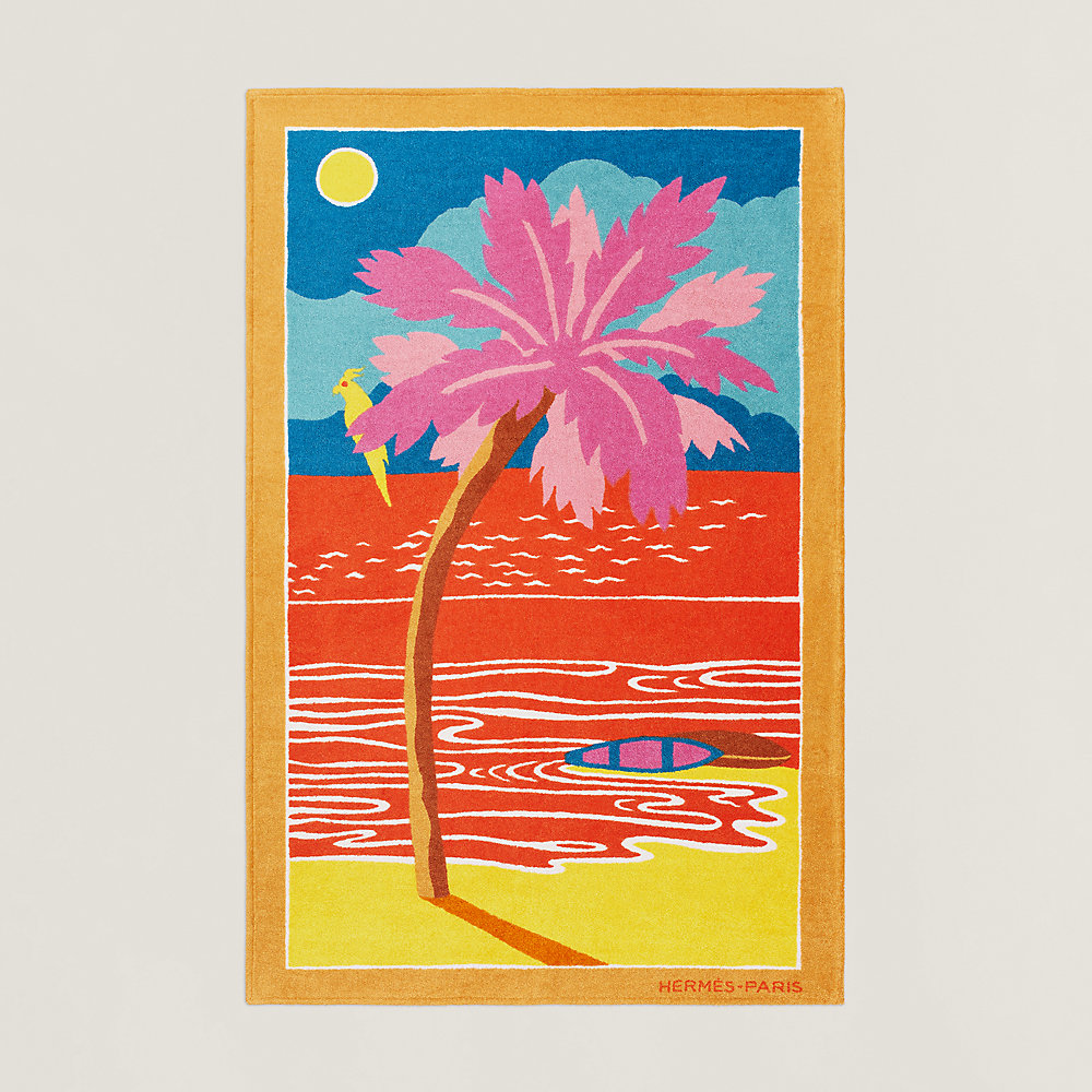 Serviette De Plage Hermès - Motif Cheval Rose Bébé - 100x92 Cm - Coton - Occasion Très Bon état